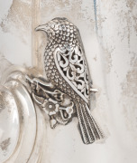 A sterling silver coffee pot made in the Georgian style with applied bird and leaf decoration, 20th century, stamped "STERLING", 21cm high, 730 grams (including timber handle). - 3