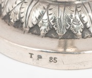 A Burmese silver trumpet shaped vase with pierced rim and engraved decoration, 23.5cm high, 175 grams. - 4