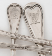 Assorted antique English sterling silver flatware, mid 19th century, (32 items), comprising of tablespoons, dessert spoons, teaspoons and forks, 1,810 grams total. - 2