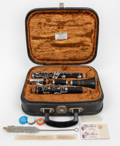 AMATI vintage Czechoslovakian bakelite clarinet in original fitted case, mid 20th century.