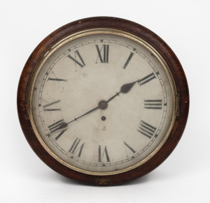 An antique English chain fusee drop dial wall clock in cedar case with 12" dial, 19th century, 37cm high overall.