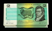 1968 TWO DOLLARS (R.83) Phillips/Randall, (65) all in consecutive pairs or short runs of consecutive notes, EF-aUnc.