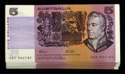 1991 FIVE DOLLARS (R.213) Fraser/Cole, (66), including small runs of consecutive notes, Unc.