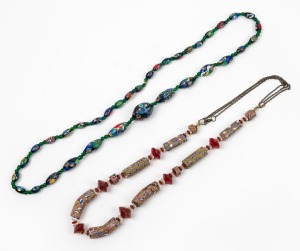 Two Murano glass bead necklaces, made up of antique and vintage beads, the larger 76cm long.