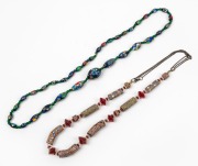 Two Murano glass bead necklaces, made up of antique and vintage beads, the larger 76cm long.