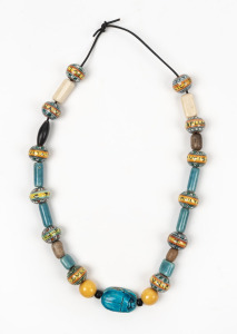 GRAND TOUR bead necklace, comprising of Italian ceramics, Egyptian faience scarab, bone and others, mixed vintages, 60cm long.