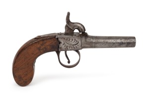An antique percussion cap pocket pistol, early to mid 19th century, ​​​​​​​17cm long overall.