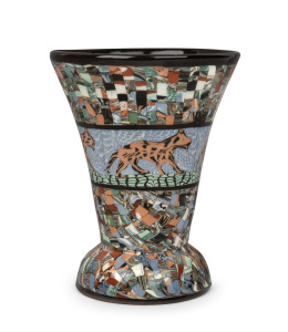 JEAN GERBINO vintage French "Mosaic" ceramic vase, stamped " Gerbino, Vallauris", ​​​​​​​15cm high.