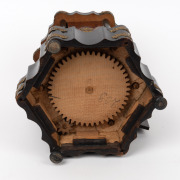 An antique French Napoleonic carousel sewing box thread dispenser in amboyna with ebony finish and gilt metal mounts, early 20th century, 24cm high. - 5