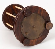 An antique rosewood, bone and ivory thread holder with pin cushion top, 19th century, 14cm high. - 3