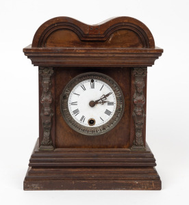 ANSONIA antique American timber cased timepiece mantle clock, 19th century, ​​​​​​​27cm high.