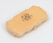 An antique ivory cased pocket sewing necessaire with gold-plated implements, early to mid 19th century, 10cm wide. - 2