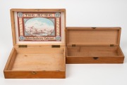 Two mauchline ware sewing boxes, comprising of one example with Scottish vignettes and the other a souvenir of the Island of Guernsey, 19th century, 24cm and 25cm wide. - 2