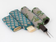 Two antique beadwork needle cases, early to mid 19th century, ​​​​​​​9cm and 9.5cm high. - 2