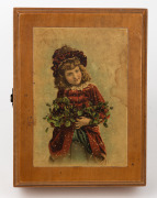 Assorted antique timber sewing boxes, treen egg shaped box and yarn box, including three examples with lithograph sewing advertising to the interior and a selection of threads, (qty). - 2