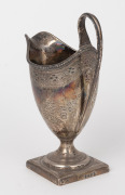 A Georgian sterling silver helmet cream jug with engraved decoration by Peter & Ann Bateman, London, circa 1791, ​​​​​​​14cm high, 96 grams. - 3