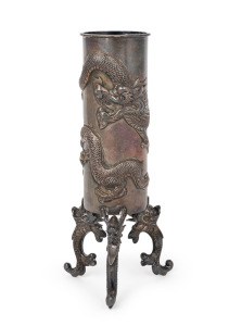 WANG HING & Co. of Hong Kong, antique Chinese export silver dragon vase, 19th/20th century, stamped "W.H." with seal mark to base, 18cm high, 175 grams.