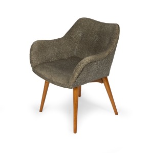 FEATHERSTON B210 vintage Australian armchair with original vinyl covering, circa 1950s, 75cm high, 65cm across the arms