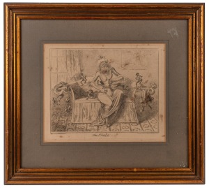 "THE COLIC" and "INDIGESTION" antique engravings published by Thomas McLean in 1835, framed 40 x 44cm each overall.