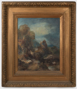 ARTIST UNKNOWN, (untitled landscape), oil on board, 40 x 30cm, 63 x 54cm overall.