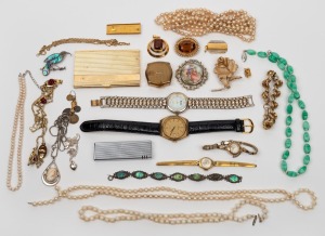 Assorted costume jewellery, watches, etc, (qty).