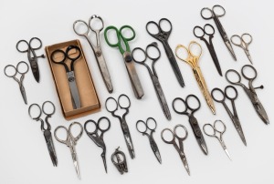Collection of assorted antique and vintage scissors and crimping shears, (qty).