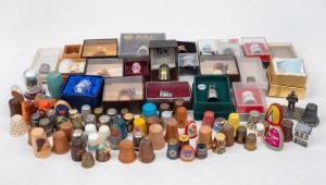 REMAINS OF COLLECTION: Including thimbles and sewing accoutrements, (qty).