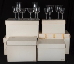 LALIQUE suite of 40 French crystal glasses, setting for eight.