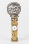 An antique Austrian novelty clock walking stick with silver cap and collar, housing a Viennese movement, stamped "L. Holuska, Wien", 19th century, ​​​​​​​87cm high. - 5