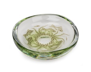 ORREFORS "GRAAL" Swedish aquarium glass bowl by EDWARD HALD, engraved "Orrefors, Graal, Edward Hald", ​​​​​​​6cm high, 21cm diameter.