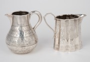 Two antique English sterling silver cream jugs, 19th century, 8.5cm high, 228 grams. - 2