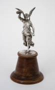 VICTORY sterling silver statuette mounted on turned wooden base by Charles Boyton & Son of London, early 20th century, 18cm high overall. - 2
