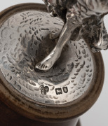 VICTORY sterling silver statuette mounted on turned wooden base by Charles Boyton & Son of London, early 20th century, 18cm high overall. - 5