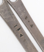 Two antique silver meat skewers, possibly Channel Islands, 18th/19th century, ​​​​​​​32cm and 24cm long, 110 grams total. - 2