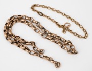 Two lengths of 9ct rose gold chain (scrap), 11.1 grams total.