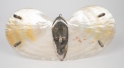 KWAN WO antique Chinese export silver and pearl shell savoury dish, housed in original fitted teak case, 19th/20th century, stamped "K.W." with additional seal mark, 15cm high, 34.5cm wide. - 4