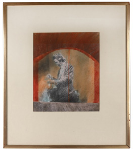 LIONEL ABRAHAMS (South Africa 1931-1993), Mein Host, chalk and pastel on paper, inscribed verso "Lionel Abrahams", 30 x 24cm, 54 x 47cm overall.