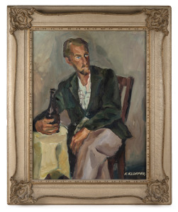 ARTIST UNKNOWN (South Africa), portrait of F. Klopper, oil on board, titled lower right "F. Klopper", 55 x 42cm, 75 x 61cm overall.