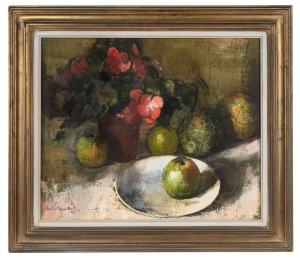 IRMIN HENKEL (1921-1977), (still life with apples), oil on canvas, signed lower left "Irmin Henkel, '74", ​​​​​​​49 x 59cm, 66 x 77cm overall.