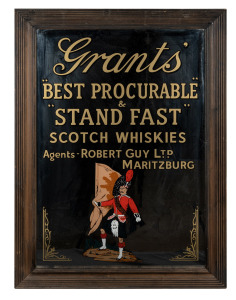 "GRANTS' BEST PROCURABLE & STAND FAST SCOTCH & WHISKIES" vintage advertising mirror, mid 20th century, 94 x 68cm overall.