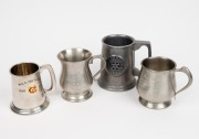 Four pewter mugs, including MCC 150 Years with inscription 'Presidents XI v XXIX Club - Ross Oakley', Carlton United Breweries with inscription 'Ross Oakley Chief Executive Officer Australian Football League Sportzlink Presenter 1995', Rotary Club of Kyne