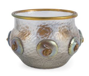 LOETZ Austrian Art Nouveau iridescent art glass vase, Bohemian, circa 1900, fine ground pontil mark to base, 15cm high, 25cm wide,