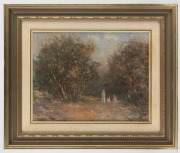 WYKEHAM PERRY (1936-2021), A Picnic Group, oil on canvas board, signed lower left "Wykeham Perry, '84", 34 x 44cm, 54 x 64cm overall - 2
