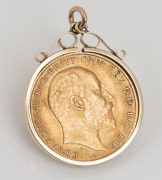A 1905 half sovereign mounted in 9ct yellow gold as a pendant, ​​​​​​​4.7 grams total. - 2