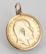A 1905 Melbourne mint gold sovereign, mounted in gold as a pendant, ​​​​​​​9 grams total including mount. - 2