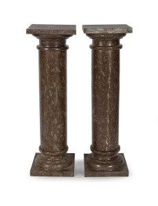 A pair of antique French rouge marble turned pedestals, 19th/20th century, ​​​​​​​100cm high.