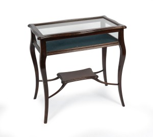 An antique bijouterie table with cabriole legs, early 20th century, 76cm high, 76cm wide, 46cm deep.