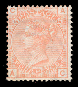 GREAT BRITAIN: 1873-80 (SG.152) Watermark Garter, 4d vermilion, Plate 15, some o.g. Cat.&pound;3,000.