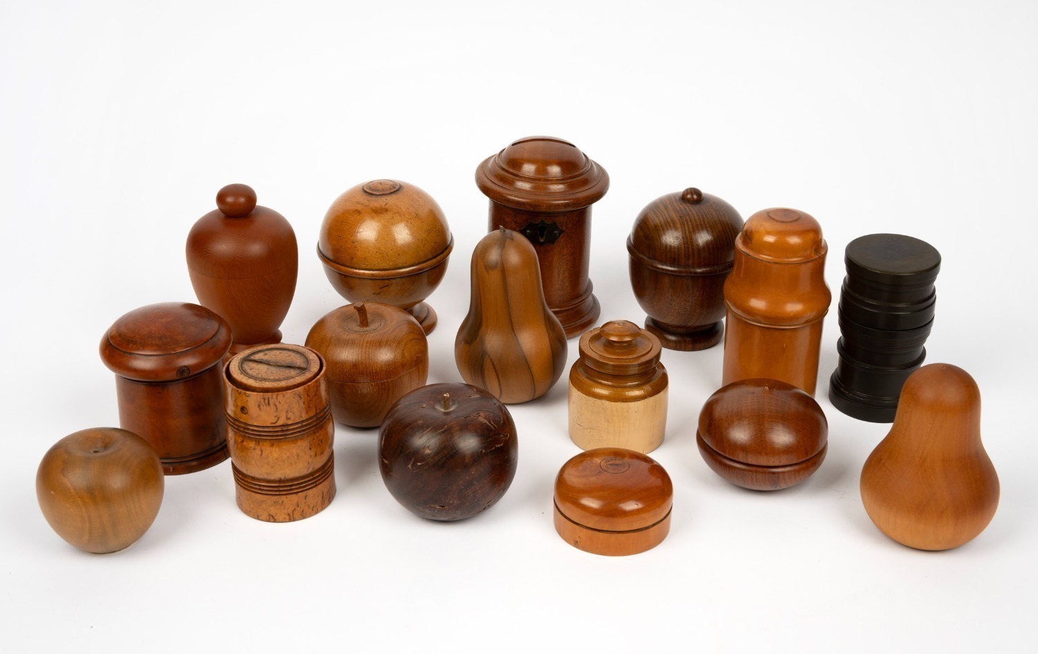 TREEN WARE antique and vintage carved timber fruit, boxes and money ...