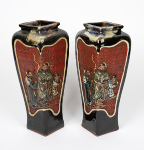 SUMIDA GAWA pair of Japanese pottery mantle vases, 20th century, impressed marks to base, ​​​​​​​32cm high